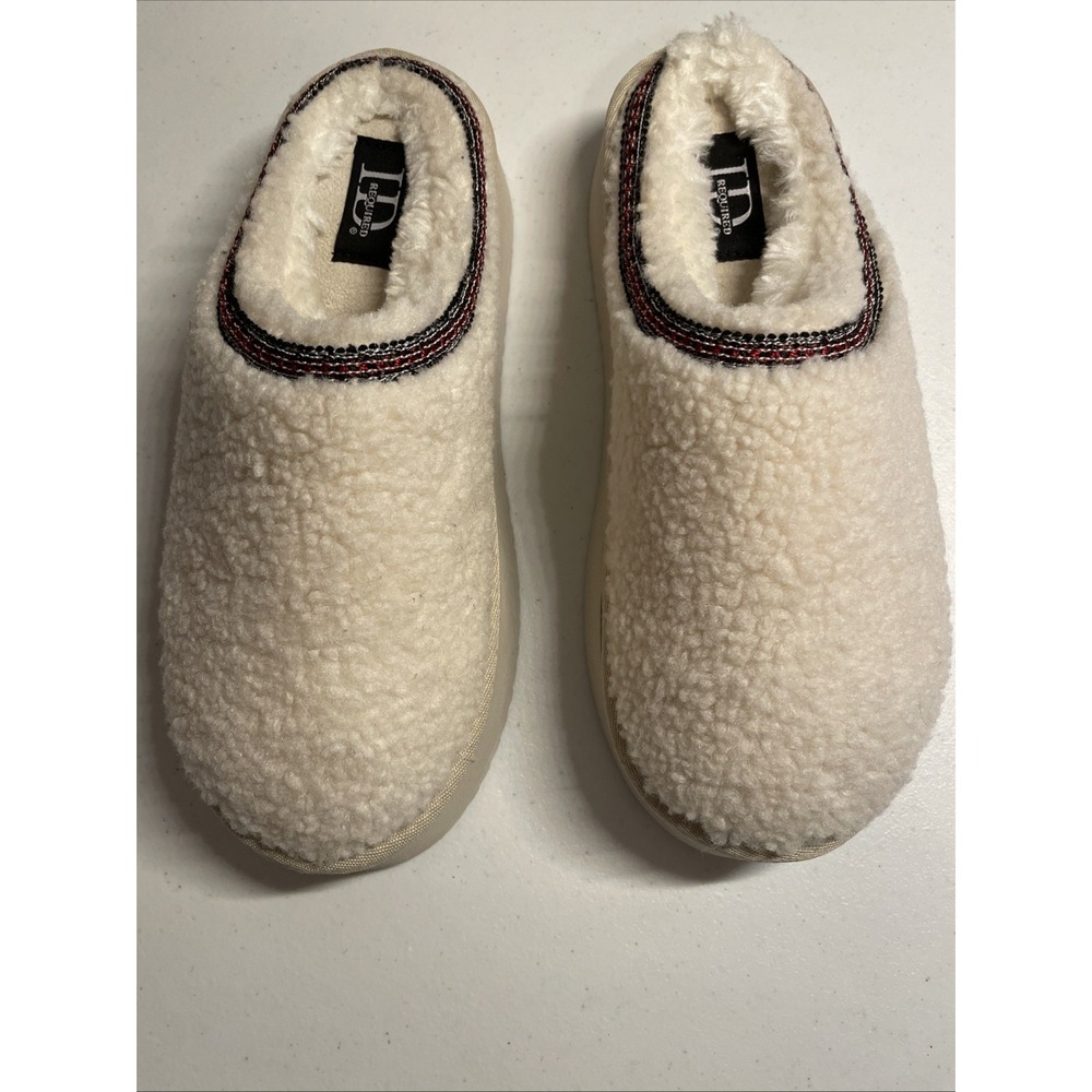 Women's Ivory  Aztec Braided Sherpa Platform Slippers Size 6.5 Run Small